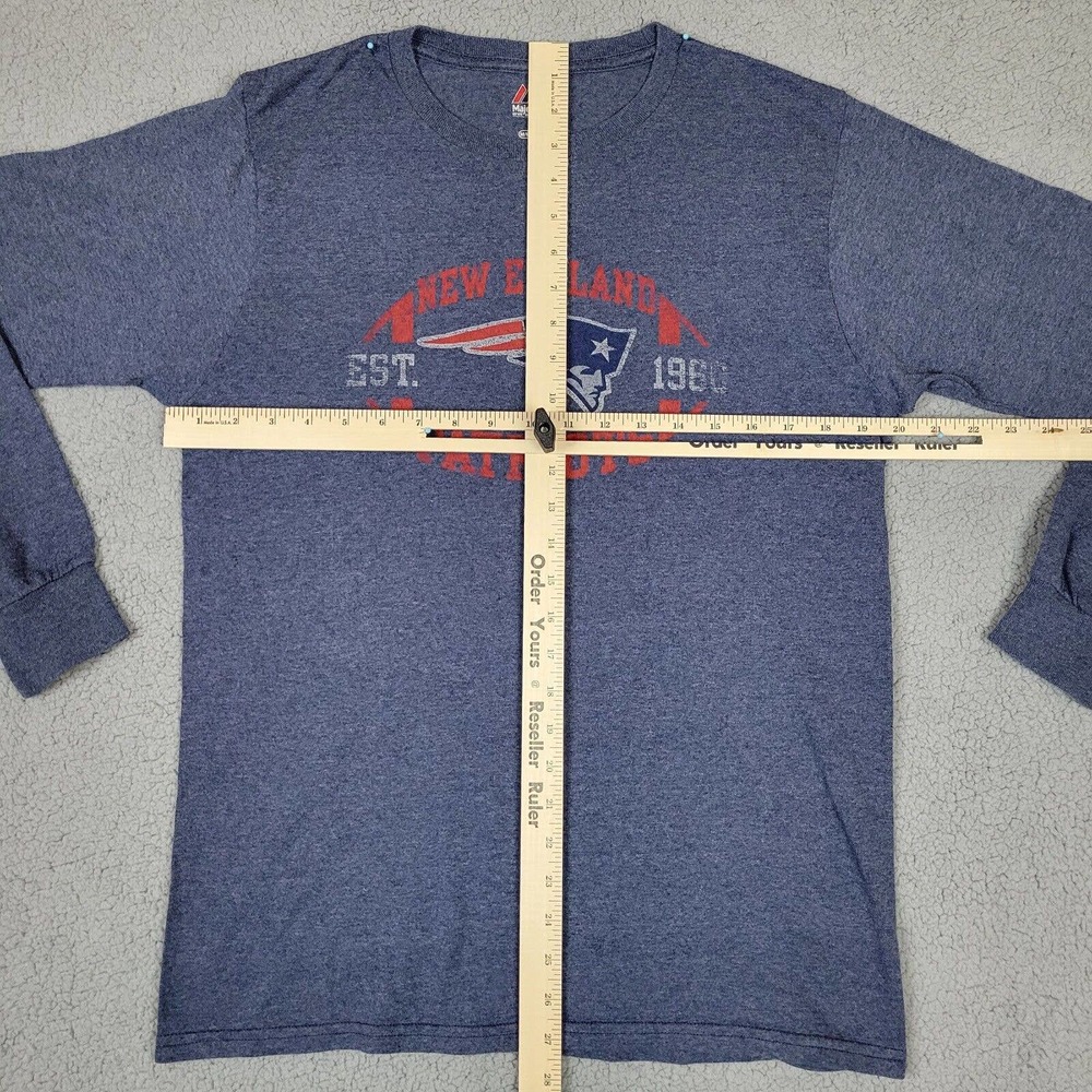 New England Patriots Mens Medium Long Sleeve Graphic T Shirt Blue Gray - Picture 6 of 8